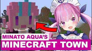 Visiting Aqua Fan's Minecraft Town (Onion Town) | Hololive Construction