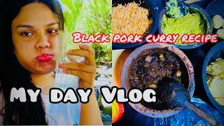 දොළ දුකට හදපු දවල් කෑම | Black Pork Curr Recipe |#vlog #vlogger #sinhala #dayinmylife