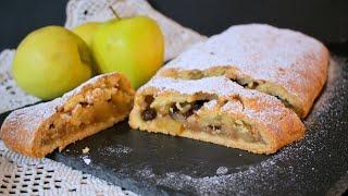 Apple strudel with shortcrust pastry