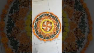 This Diwali, try something new! Real flower Rangoli 🪔#diwalirangoli #diya #flowerrangoli #shorts