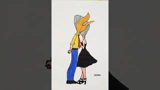 A cute couple art #shortsfeed #art #cartoonwork #artandcraft #creativework #satisfyingart #coupleart