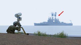 Russian Nuclear Ship was hit and sunk by an Anti-tank units near the Ukrainian coast