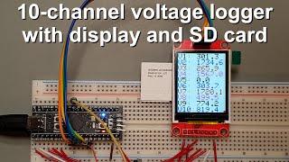 10-channel voltage logger with display and SD card