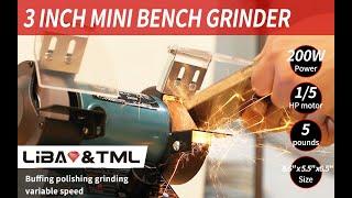 TM Mini Bench Grinder with Variable Speed for Polishing Small Bench Polisher for Rocks, Metals, DIY