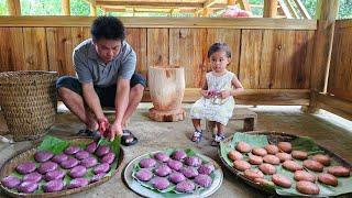 Traditional way to make banh day from sticky rice goes to the market sell