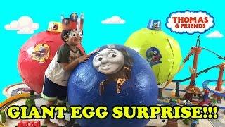 GIANT EGG SURPRISE OPENING Thomas and Friends toy trains