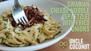 German / swabian cheese noodle (kaesespaetzle) with fried onions