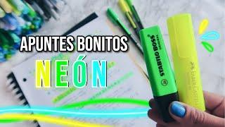 APUNTES BONITOS CON RESALTADORES NEÓN ! Reto - DanielaGmr 