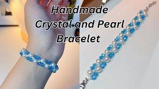 Diy Cute Beaded Bracelet | Crystal and Pearl Bracelet #beadedbracelet #handmade