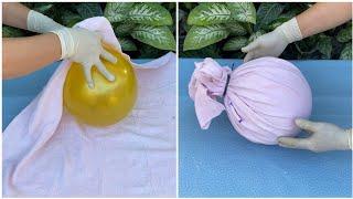 Making Cement Pot From Old Fabric And Ballon | Cement Craft Ideas