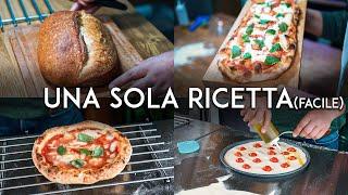 ricetta FACILE SENZA IMPASTARE per pizza, pane, focaccia, pinsa e pizza in teglia