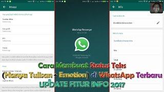 How to Make Text Status (Only Posts + Emoticons) in New WhatsApp - UPDATE FEATURES INFO 2017