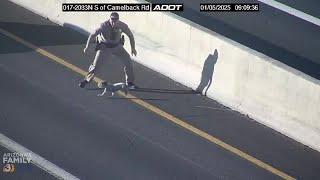 RAW VIDEO: DPS troopers, Good Samaritan rescue dog running around Phoenix freeway