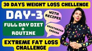 Day 3/30 Weight Loss Challenge! Full Day Weight Loss Diet with Recipes