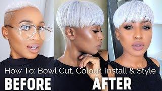 HOW TO: COLOUR, INSTALL QUICK WEAVE + STYLE - ICY PLATINUM BLONDE / WHITE HAIR - RIHANNA BOWL CUT