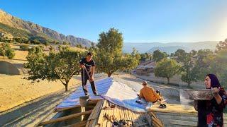 Plastering the Roof with "stone man" and Halimeh’s Cooking