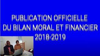 PUBLICATION  OFFICIELLE DU BILAN D’ACTIVITÉS MORAL  ET FINANCIER    2018 2019 DE AFD-DRI