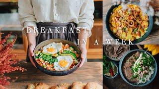 #131 A Week Cooking Breakfast around the World | Pho, Menemen, Churros, Cheese bread,…