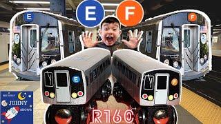 Johny's MTA Train Ride Gone Wrong On E & F Subway Trains And Munipals Wooden Subway Toy Trains Unbox