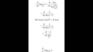 Calculus Help: Derivative: d/dx  log_(1/x)⁡ (e) and d/dx  log_lnx⁡ (e) - Logarithmic Functions
