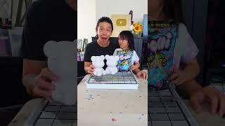 Fluid Paint Pouring Kawaii Bears Art Challenge Part 2 Who Will Win?! #shorts #artchallenges