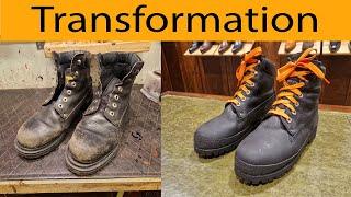 Transforming these low quality shoes, into sturdy work boots.