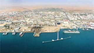 Walvis Bay, Walvisbaai, beautiful city in Namibia, Pelican Point sand spit,natural harbour