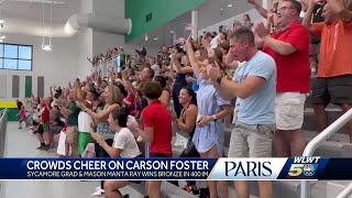 Cincinnati Olympic swimmer Carson Foster celebrated during hometown watch party