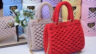 Crocheted bag with honeycomb pattern It's impossible not to fall in love Вязаная сумка с узором соты
