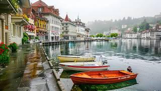 Walking in the Rain in Lucerne  Switzerland 4K