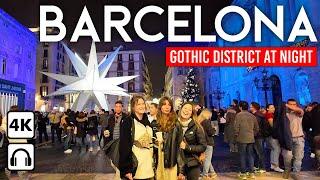 BARCELONA, Spain  FULL STREETS at Christmas Night, 4K Walking Tour