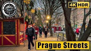 Prague Streets Walking Tour in the run-up to Christmas   Czech Republic 2024 4k HDR ASMR