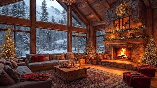 Christmas Jazz at Cozy Wooden Cabin  Warm Christmas Ambience with Jazz Relaxing Music for Unwind 