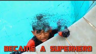 Became a Superhero Spider Black Berenang (swimming pool)