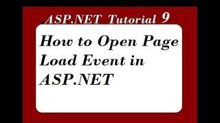 Open Page Load Event in ASP.NET