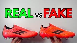 REAL VS FAKE! ADIDAS F50 LACELESS VIVID HORIZON FOOTBALL BOOT COMPARISON! (CLEATS)