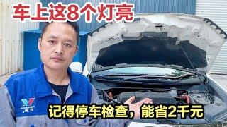 新手车主要牢记，车上这八个灯亮，赶紧停车检查！【车二哥说车】