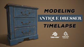 3D Modeling an Antique Dresser - Blender 2.9 & Substance Painter Timelapse