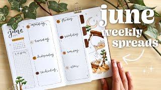 june 2024 weekly spreads!!  how to make a dutch door weekly spread in your bullet journal