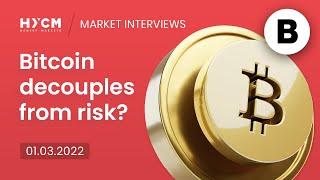 Asharq Bloomberg interview with Giles Coghlan (HYCM): Bitcoin decouples from risk? 01/03/22