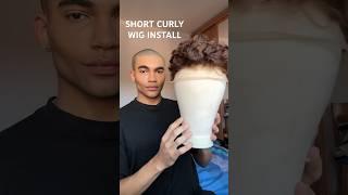 FULL LACE SHORT CURLY WIG INSTALL  #menwig #hairsystem #hairstyles #fulllacewigs