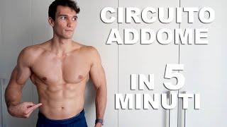 CIRCUITO ADDOME IN 5 MINUTI! ADDOMINALI SCOLPITI E RESISTENTI CON IL TABATA! SENZA ATTREZZI IN CASA!