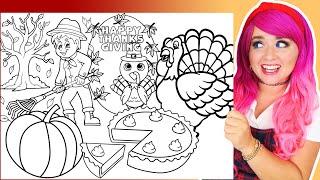 Coloring Thanksgiving Turkey, Pumpkin, Leaves & Pie Coloring Pages | Ohuhu Markers & Crayola Crayons