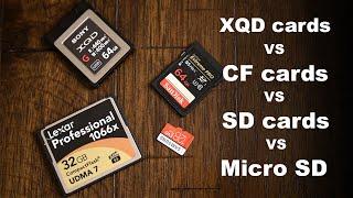 XQD cards vs compact flash vs SD cards vs micro sd cards write & download speed test & winner REVIEW