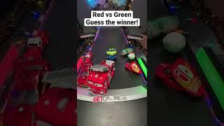 GUESS who wins! RED vs GREEN  christmas Treadmill  car racing