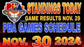 PBA Standings today as of November 29, 2024 | Pba Game results | Pba schedules November 30, 2024