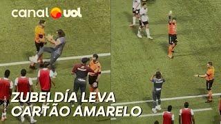 PALMEIRAS X SÃO PAULO: ZUBELDÍA 'SURTA' E LEVA AMARELO! VEJA O MOMENTO