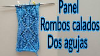 Panel Rombos calados en dos agujas  