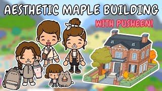 Aesthetic Maple Avenue Building with Pusheen 🩶 Toca Boca House Ideas  TOCA GIRLZ