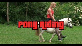 Gina Pony Riding in Sexy Outfit #ponyriding #donkeyriding #sheepriding #cowriding #reiten